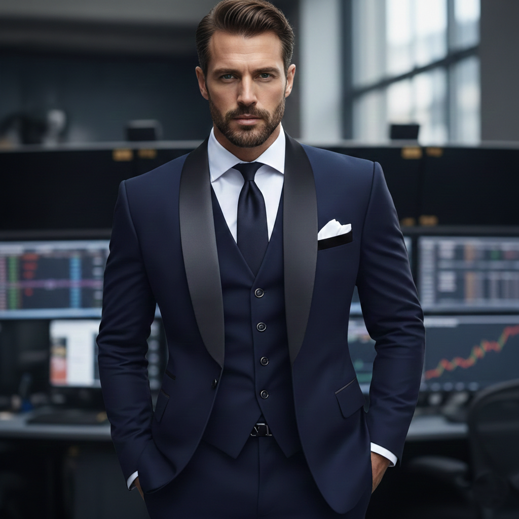 Men's Slim Fit Formal Tuxedo Suit for Businessman